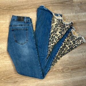 Flare lucky and blessed leopard peek jeans